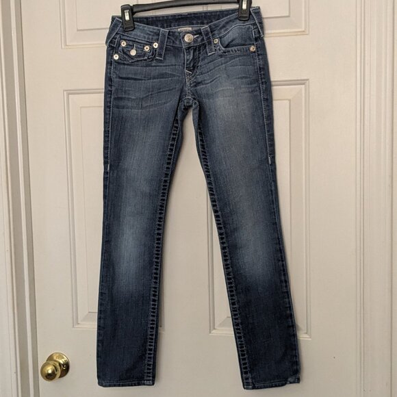 True Religion Women's Jeans  Skinny Flap Pocket Denim Sz 24 Blue . - Picture 2 of 15